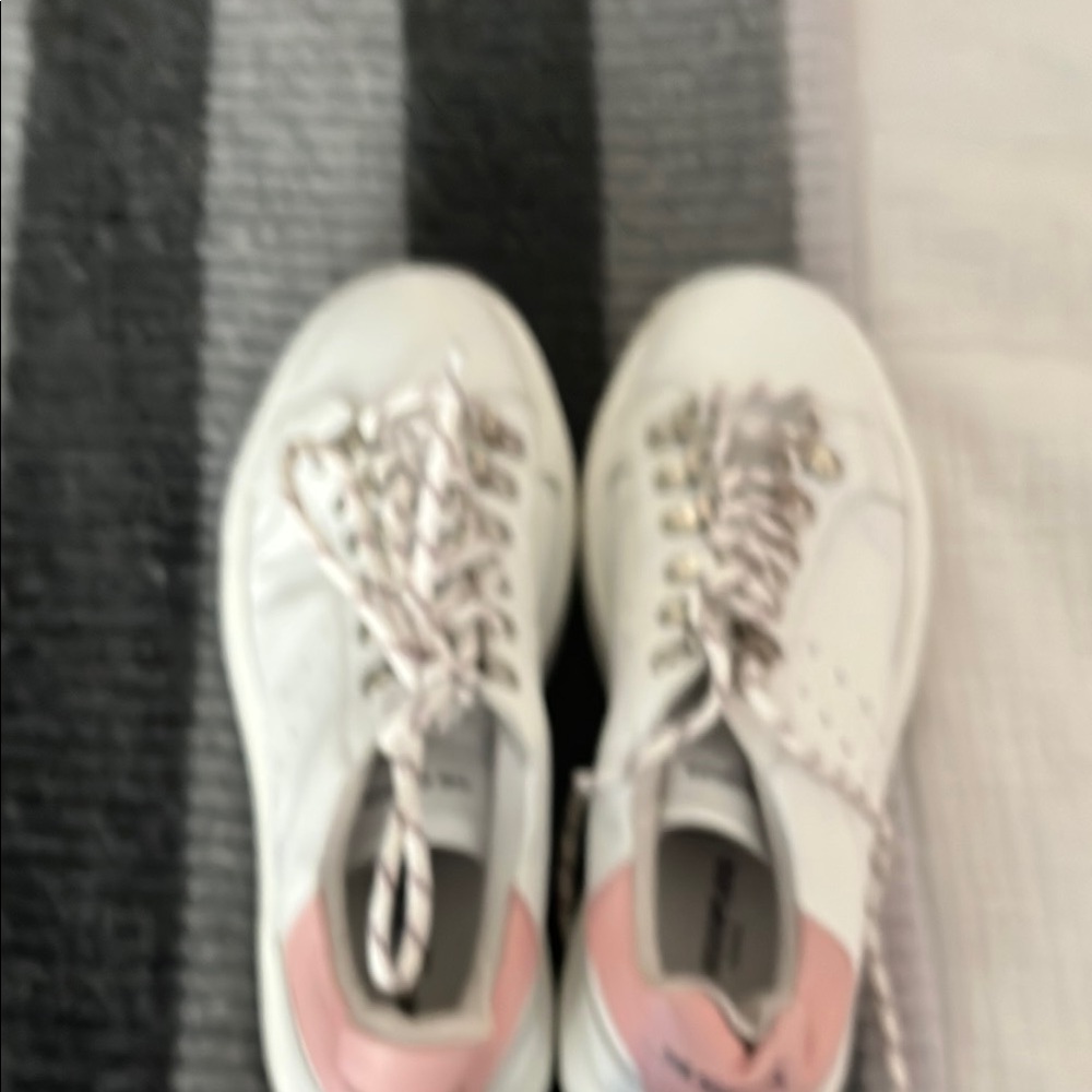 Womens White and Pink Sneakers